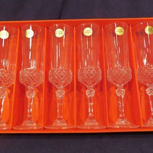 *Vintage* Set of 6 Cristal D'Arques Champagne Flute Lead Crystal Valencay (K407)